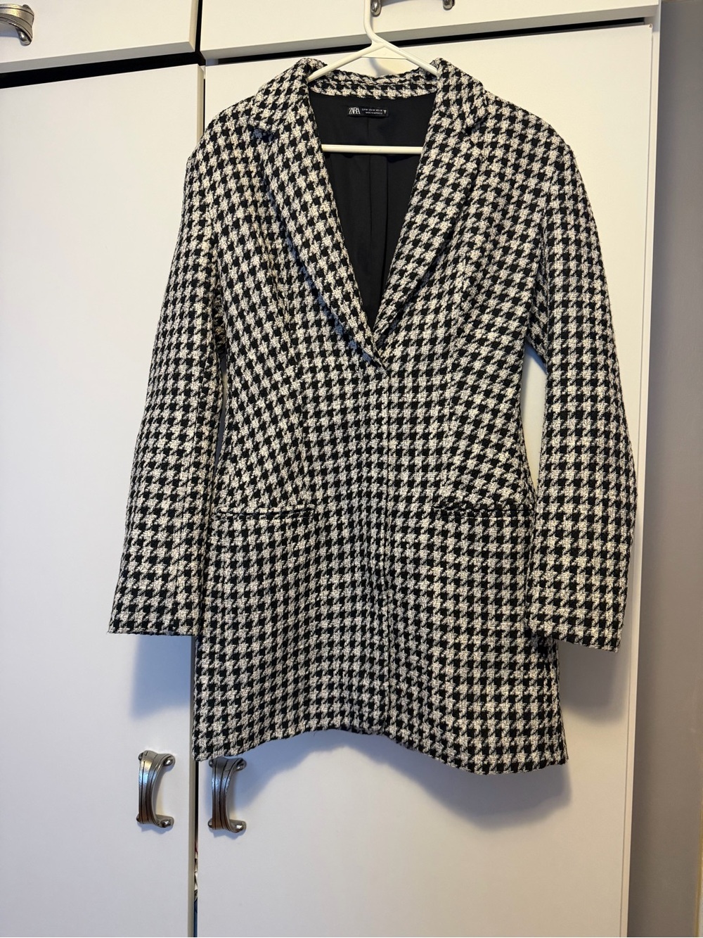 Zara Black and White Houndstooth Blazer Jacket dress
